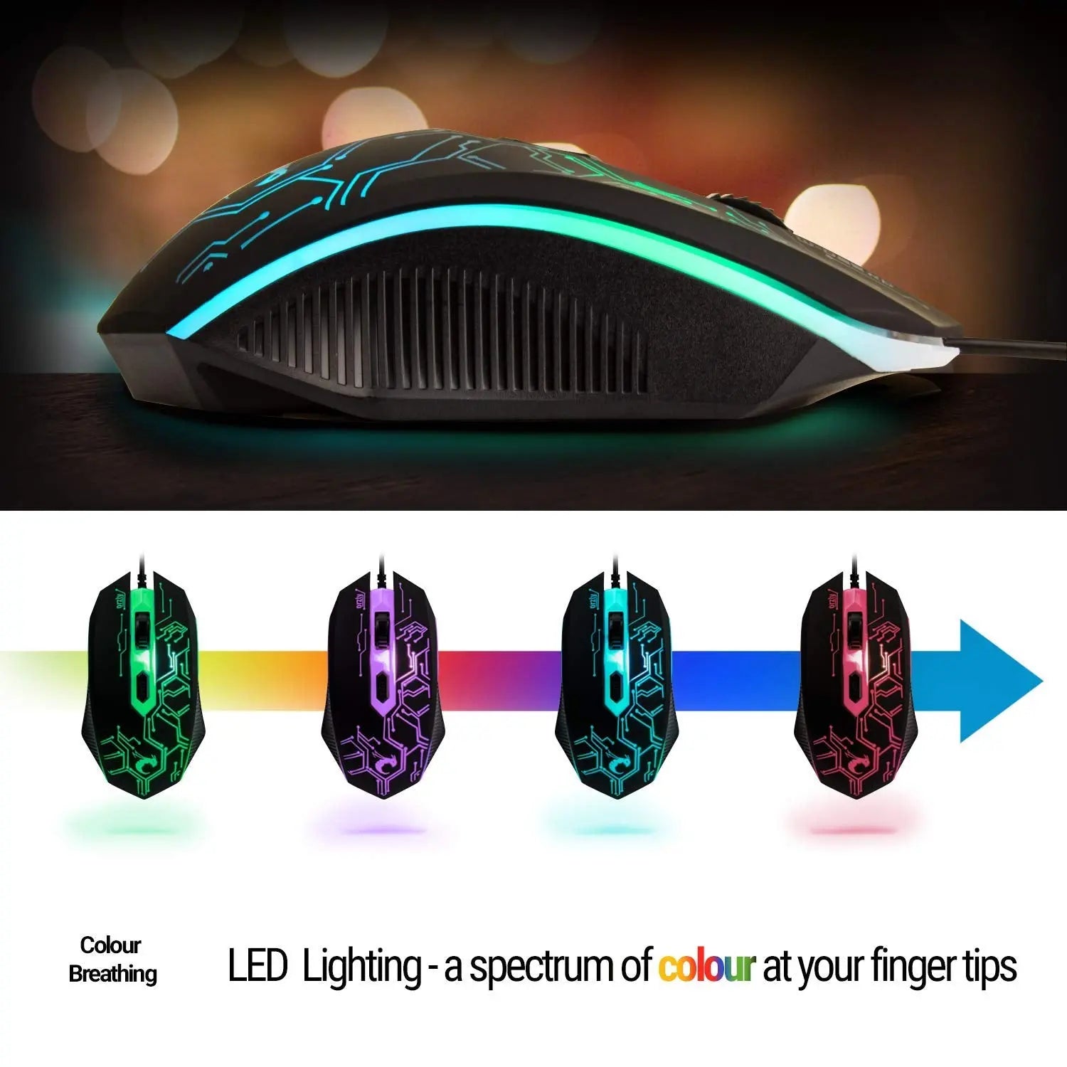 Gaming Keyboard and Mouse and Mouse Pad and Gaming Headset, Wired LED RGB Backlight Bundle for PC Gamers and Xbox and PS4 Users - 4 in 1 Edition Hornet RX-250