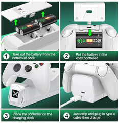 Controller Charger for Xbox,  Xbox Charging Station with 2 X 2550Mah Rechargeable Battery Packs for Xbox Series X|S/One X/S/Elite
