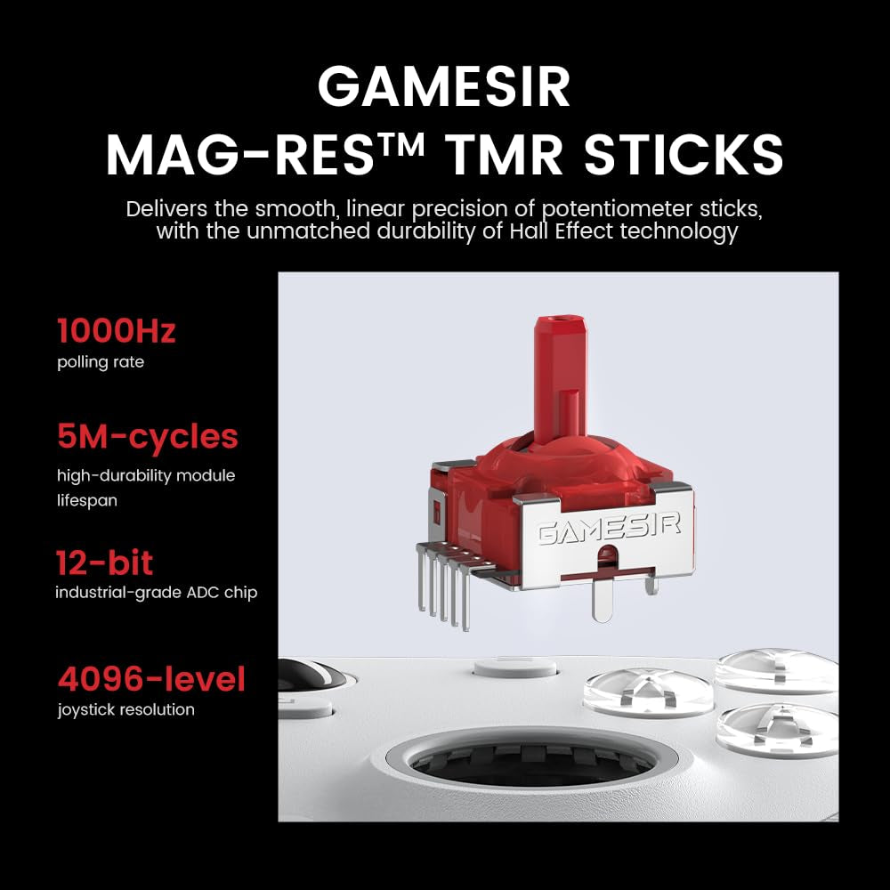 GameSir G7 Pro Xbox Controller, TMR Sticks, Hall Effect Triggers, 1000Hz, PC Wireless, White
