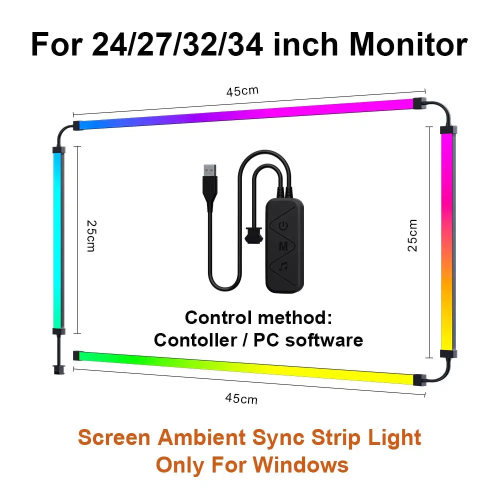 Smart Ambient TV Lighting PC Display Sync LED Strip Monitor Backlight DIY Party Atmosphere Light Ramadan Decor Lamp Game Holiday