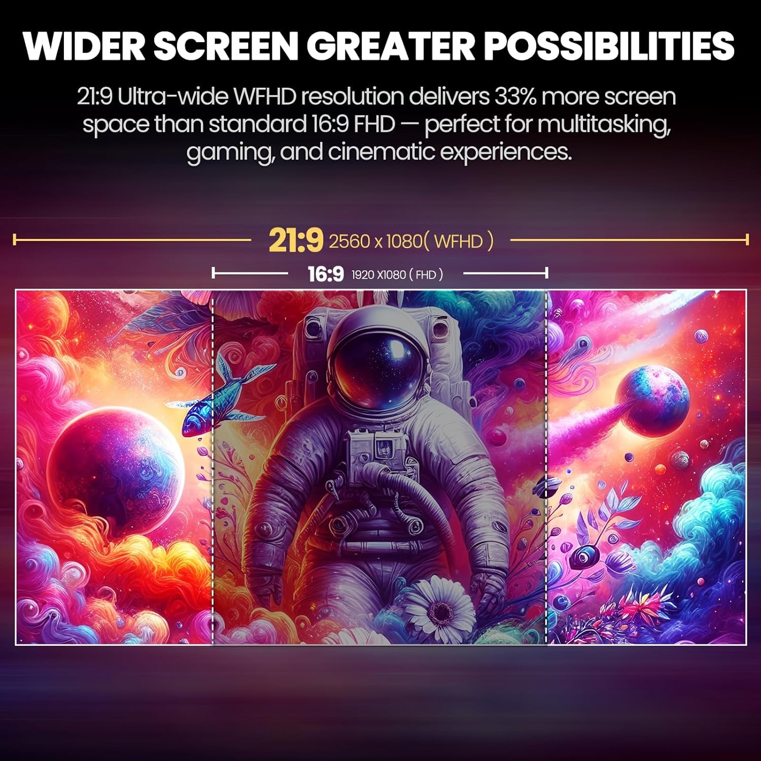 34'' Ultrawide Gaming Monitor 120HZ, 21:9 WFHD 2560X1080 IPS Panel Computer Monitors with Built-In Speakers, Support AMD Freesync, 120% Srgb, DP1.4 & HDMI1.4, Wall Mountable Installs-White