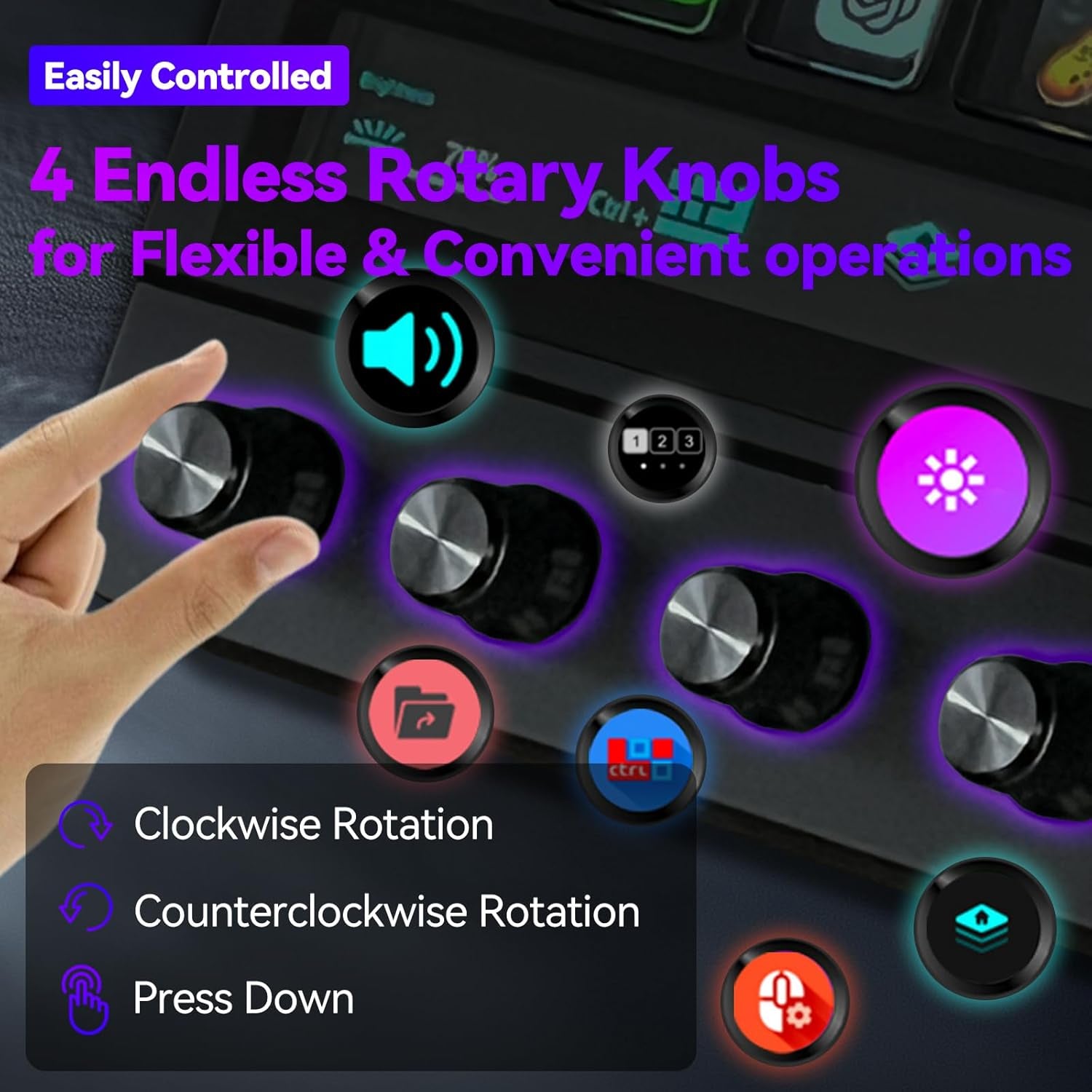 KILOGOGRAPH Stream Dock with Knobs Screen N4E — Wired Streaming Controller for PC and Mac