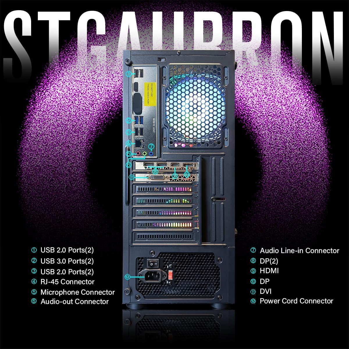 Gaming PC Desktop Computer, Intel Core I7 up to 3.9Ghz, Radeon RX 580 8G, 16G RAM, 512G SSD, Wifi 6, BT 5.0, RGB Fan X6, Windows 11 Home