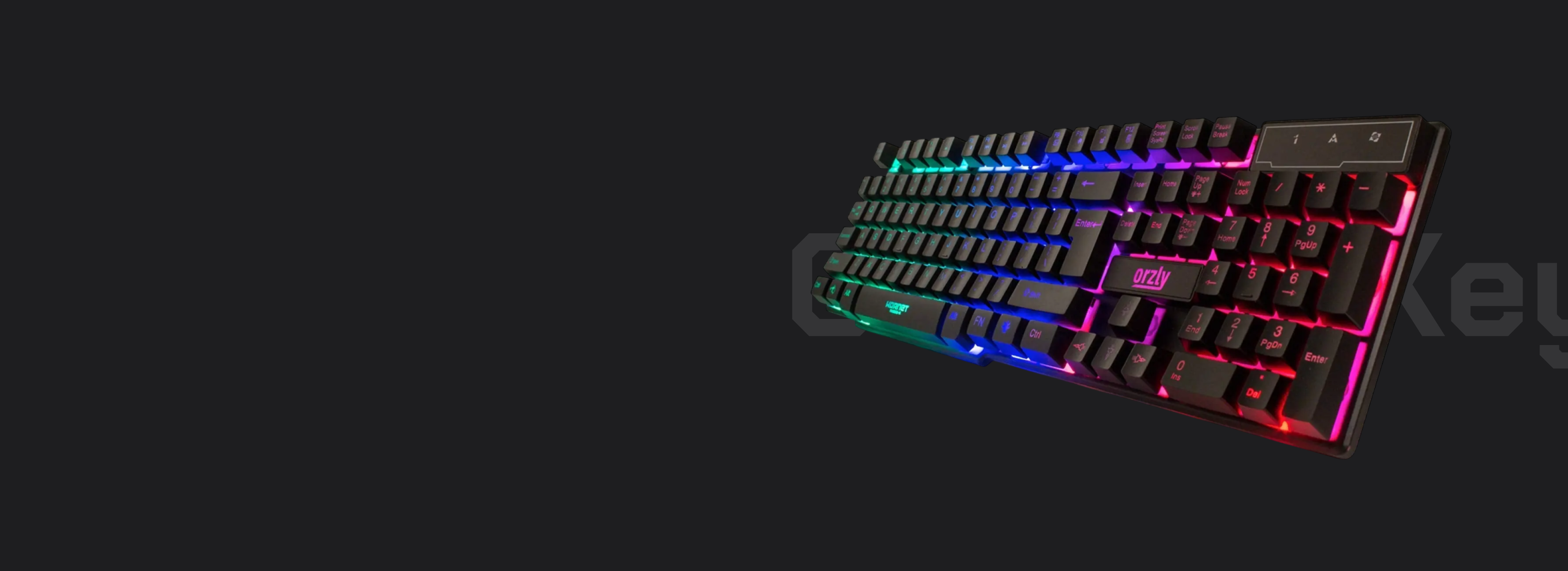 Orzly wired gaming keyboard with numeric keypad and rainbow RGB lighting