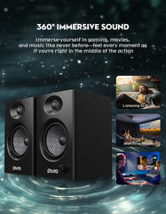 60W Computer Speakers for Music and Gaming, Active Bluetooth 5.3, Stereo 2.0 Speakers for Desktop PC or Laptop, 3.5Mm Aux RCA USB Input, 1 Pair, Black