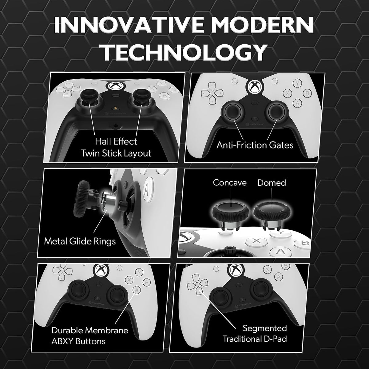 Hyperkin The Competitor Wired Xbox Controller, Hall Effect Joysticks, Symmetrical Layout, White