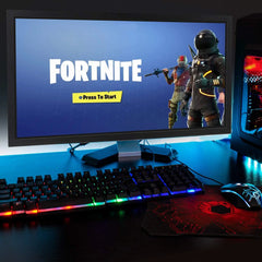 Gaming Keyboard and Mouse and Mouse Pad and Gaming Headset, Wired LED RGB Backlight Bundle for PC Gamers and Xbox and PS4 Users - 4 in 1 Edition Hornet RX-250