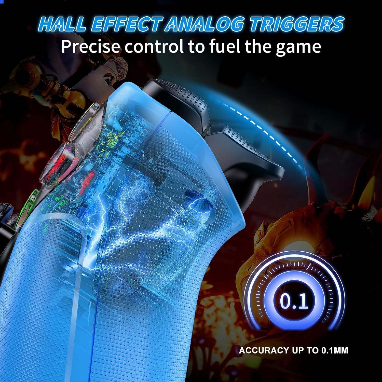 RGB Wireless Controller for Ps5/Playstation 5 PC, Bluetooth Controller with Turbo, Macro, Dynamic Vibration, 6-Axis Motion Control, 3.5Mm Audio Jack, 1000Mah Battery, Speaker - Blue