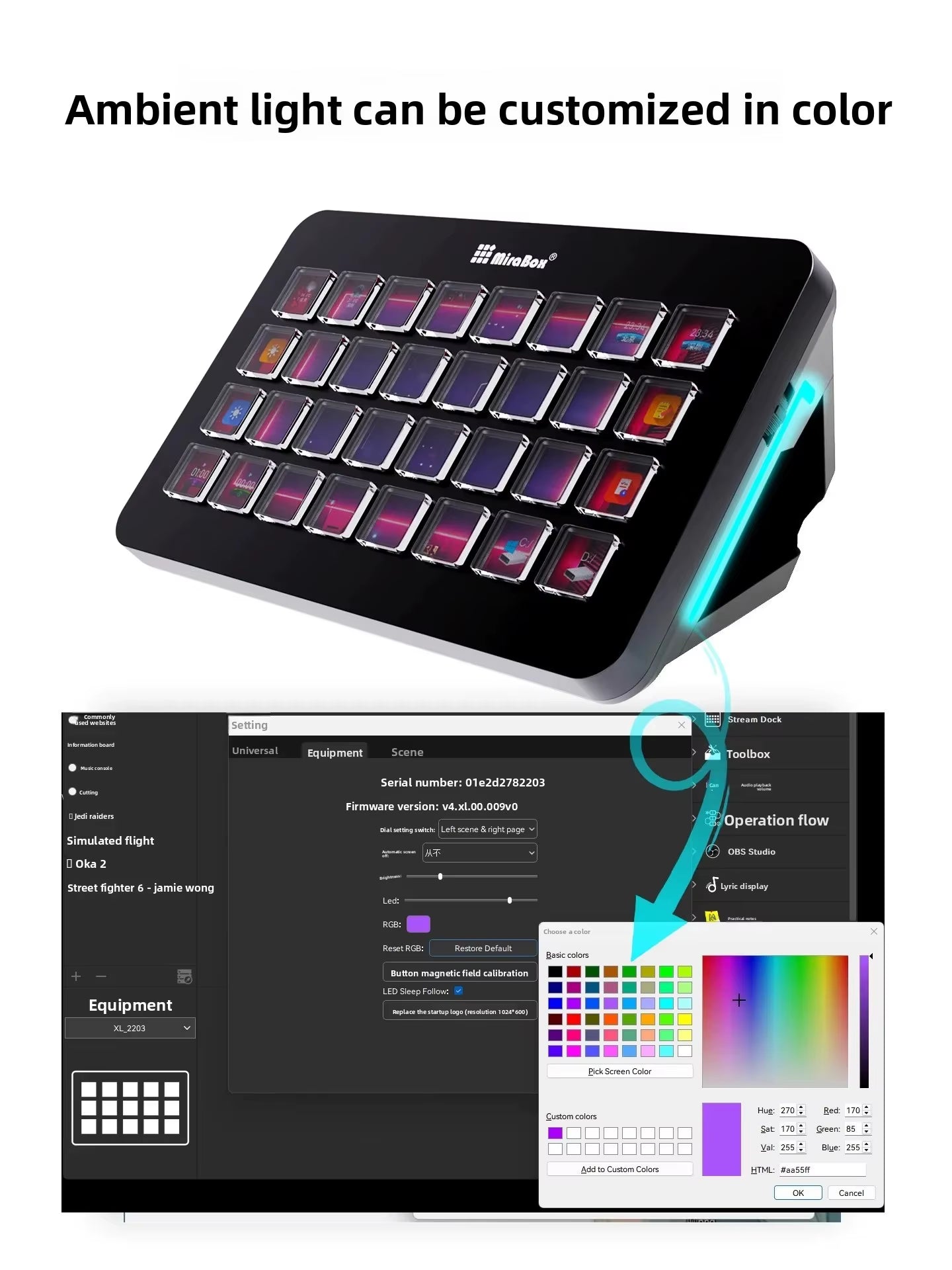 Mirabox XL Visual Console 32-Key Macro Keyboard Programmable Streamdeck Live Central Control Macro Keyboard PC Gamer Accessories