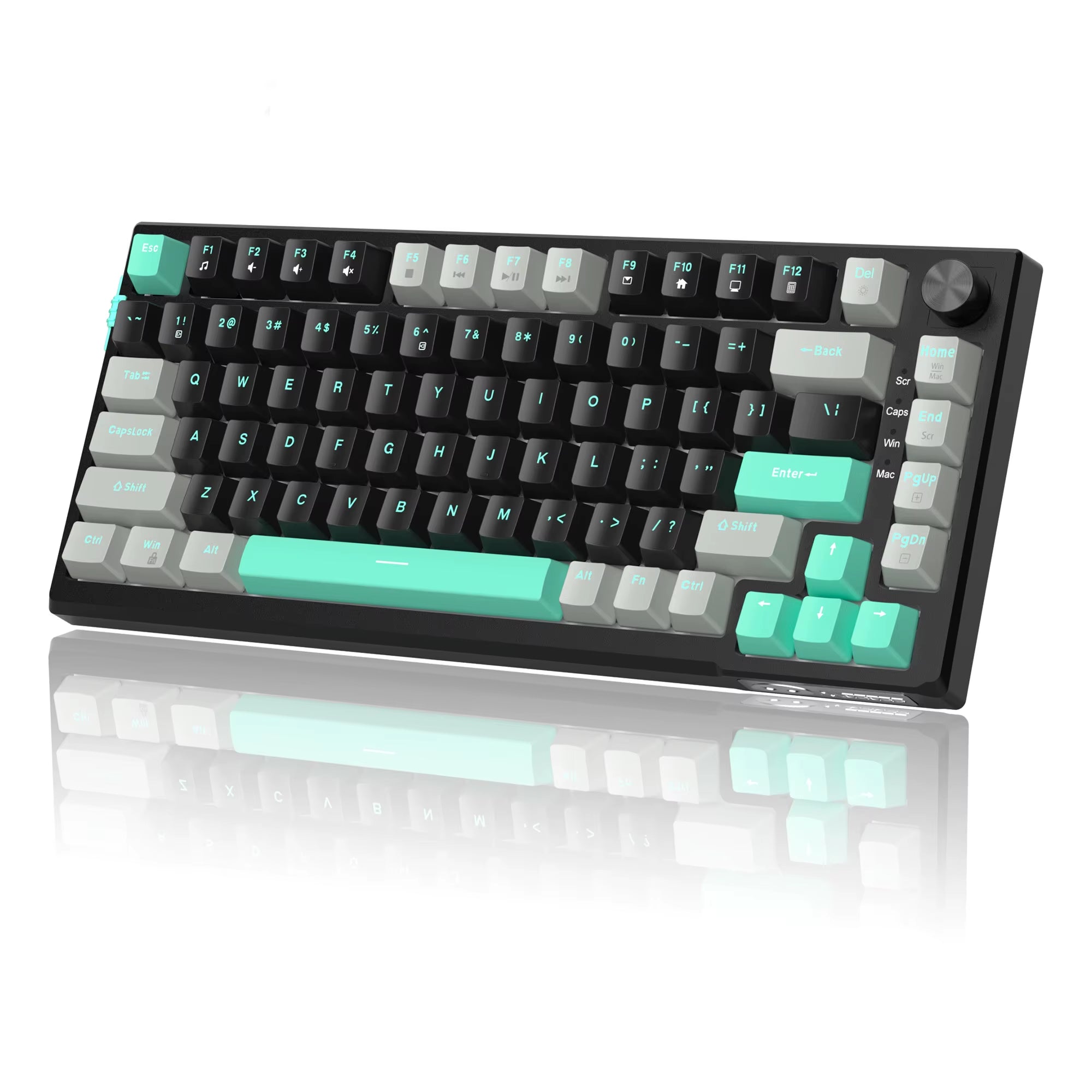 SKY81 75% Mechanical Gaming Keyboard, RGB Gasket Hot Swappable Wired Custom Creamy Sound Dampening Keyboard with Knob