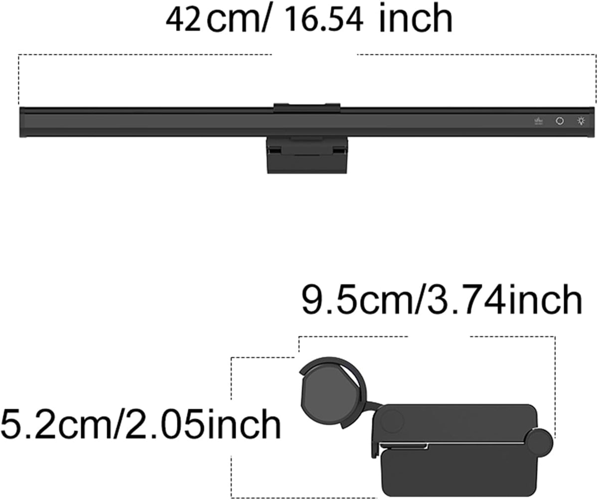 BZHKU 16.6" RGB Monitor Light Bar, Dimmable Gaming Desk Light with 9 RGB Modes & 3 Color Temperatures