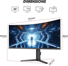34-Inch Curved Ultrawide WQHD 3440×1440 Gaming Monitor, 180Hz 1000R- PIP/PBP, 1Ms(Mprt), HDR400, DCI-P3 95%, Freesync Premium, 1 X DP 1.4 & 2 X HDMI 2.0, Tilt Height Swivel Adjustment, 34E6UC