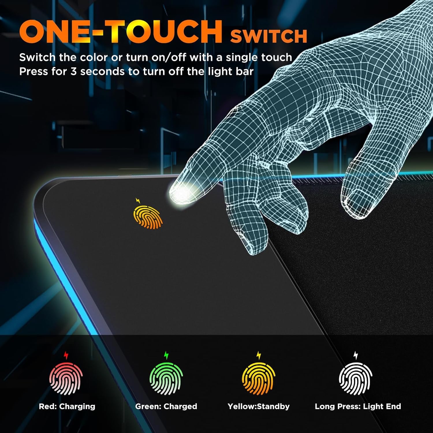 RGB Gaming Mouse Pad,15W Wireless Charging Mousepad with 10 Light Modes, Large Mousepad with Premium Smooth Surface, Non-Slip Mouse Mat for Gaming, Desk, Pc,Office, 31.5X11.8X0.16Inch