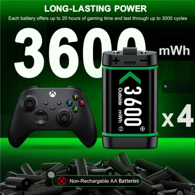 Rechargeable Battery for Xbox One Controller 4 X 3600Mwh Battery for Xbox One/Xbox Series X/S Charging Accessories 
