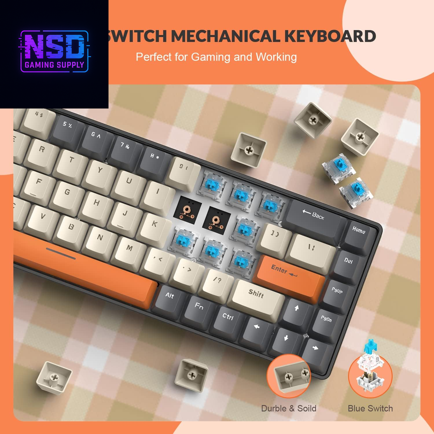 RK-T8PR0 Wired 65% Mechanical Gaming Keyboard and Mouse Combo with RGB Backlit Anti-Ghosting TKL Mini 68 Key Coiled C to a Cable Tactile Blue Switch for PS4 PS5 Xbox PC Mac Gamer(Dark Gray)