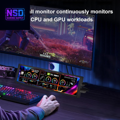 8.8 Inch FHD Computer Secondary Screen IPS 1920X480 LCD Display CPU Temperature Monitor with Casing for Computer Case Temperature Windows Aida64 CPU GPU Monitor