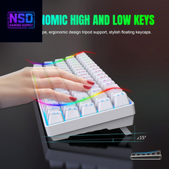 60% Wireless Gaming Keyboard and Mouse Combo,Led Backlit Rechargeable 2000Mah Battery,Mini Mechanical Feel Anti-Ghosting Keyboard +Popular RGB Gaming Mice for PC Gamer (White)