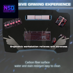 47 Inch Gaming Desk, Z Shaped PC Computer Desk Gaming Workstation with Headphone Hook, Ergonomic Gaming Table PC Desk for Game Players, Blue