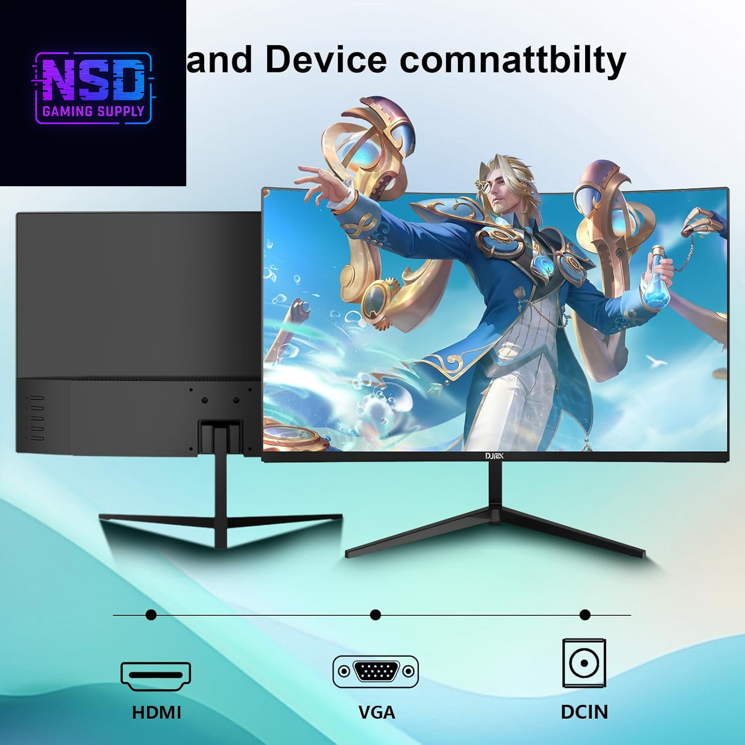 24 Inch Curved Monitor FHD 1920X1080P 100Hz Refresh Rate 16:9 Aspect Ratio Ergonomic Tilt Home Office Gaming Monitor Sync Visual Experience for Work & Play Support Wall Mount Install