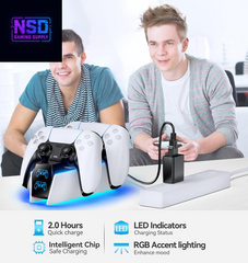 PS5 Controller Charger PS5 Accessories Kits with Fast Charging AC Adapter, Controller Charging Stand for Playstation 5, Docking Station Replacement for for Playstation 5 Storage