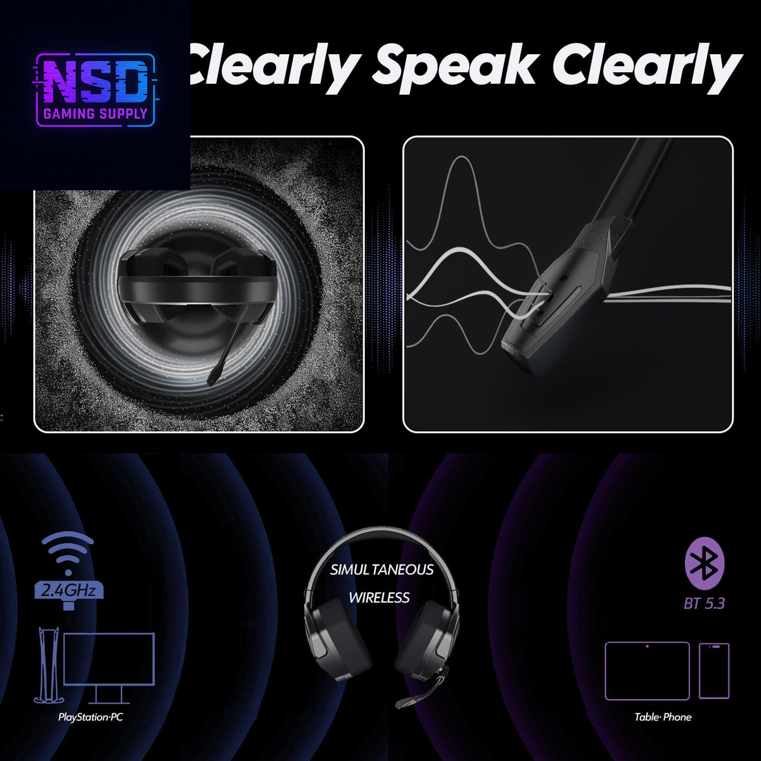 Wireless Gaming Headset with Mic for Ps5 Ps4 PC, Zero Interference, 100-Hour Battery All-Day Play, 23Ms Sync for Fortnite & Call of Duty/Fps Gamers, Triple Mode All Devices Compatible - Orange