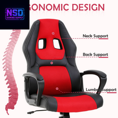 Gaming Chair PC Gaming Chair Gaming Chairs for Adults, Computer Chair PU Leather Office Desk Chair with Arms & Back Ergonomic High-Back Video Game Chair(Red)