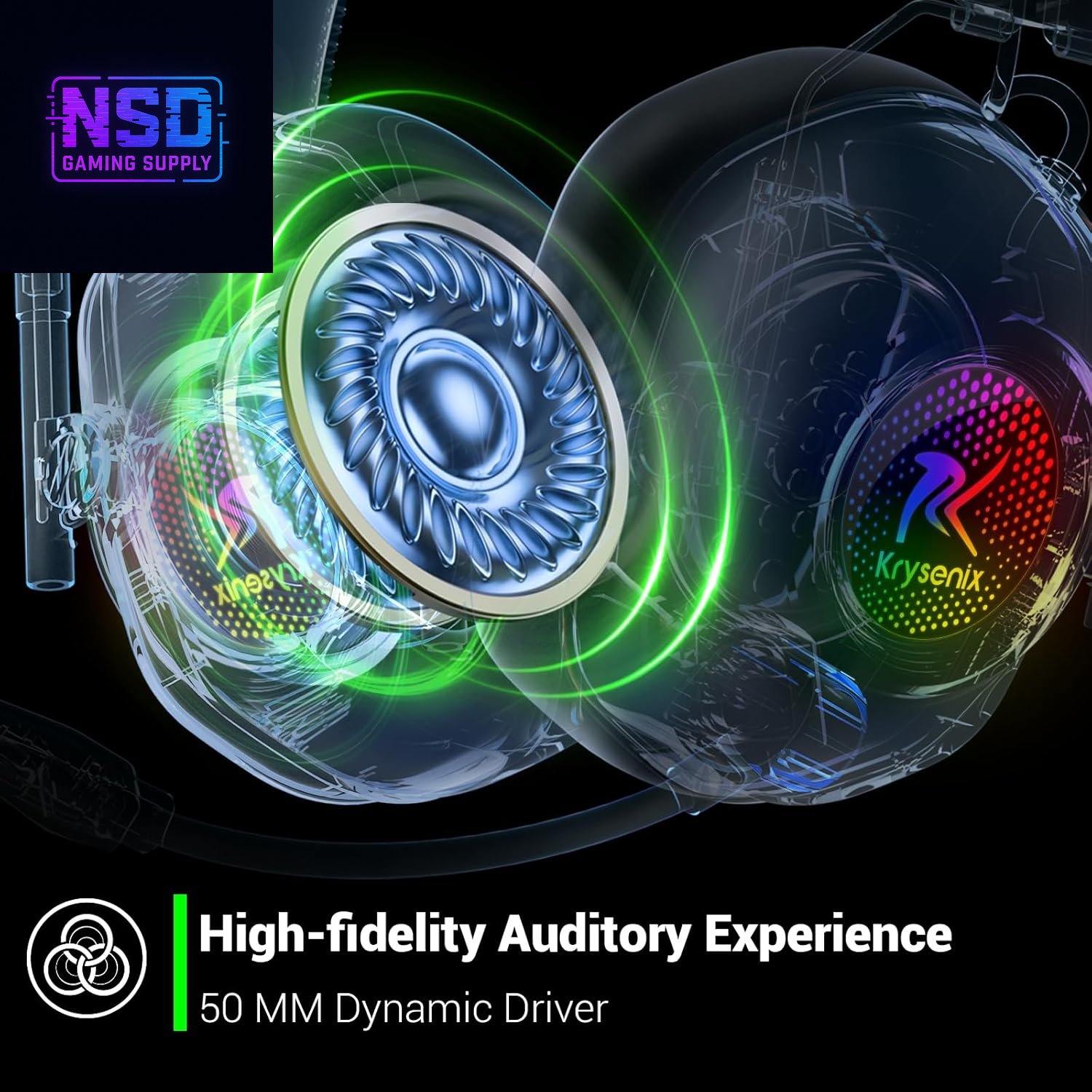 Wireless Gaming Headset with Noise Canceling Microphone for PC, PS5, PS4, Switch, Mac, 2.4 Ghz Wireless & Bluetooth 5.4 Gaming Headphones, Cool RGB Lighting, 50Hr Battery, 50Mm Drivers