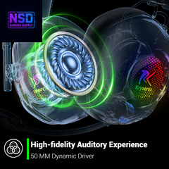 Wireless Gaming Headset with Noise Canceling Microphone for PC, PS5, PS4, Switch, Mac, 2.4 Ghz Wireless & Bluetooth 5.4 Gaming Headphones, Cool RGB Lighting, 50Hr Battery, 50Mm Drivers