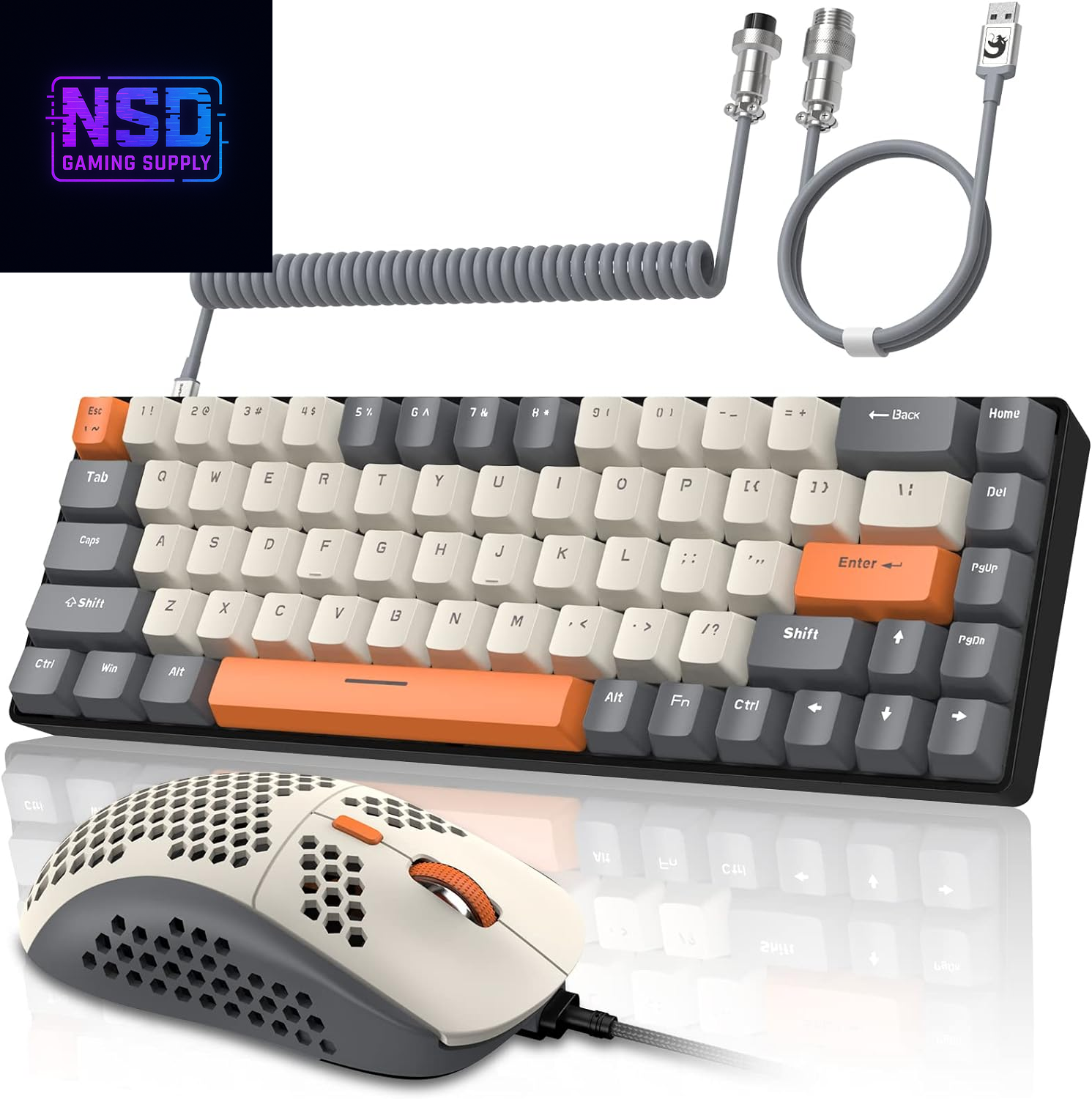 RK-T8PR0 Wired 65% Mechanical Gaming Keyboard and Mouse Combo with RGB Backlit Anti-Ghosting TKL Mini 68 Key Coiled C to a Cable Tactile Blue Switch for PS4 PS5 Xbox PC Mac Gamer(Dark Gray)