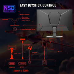 24 Inch Gaming Monitor 200Hz 180Hz 1Ms Freesync HDR 110% Srgb FHD 1080P Computer Monitor HDMI DP Ports Eye Care Frameless VESA Mount Cable Management (ES-G24F4L HDMI Cable Included)