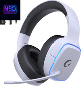 2.4Ghz Wireless Gaming Headsets for PS5, PS4, PC, Switch - Bluetooth 5.3 Gaming Headphones with Noise Canceling Mic, 7.1 Surround Sound, 70H Battery, Blue Lighting - White