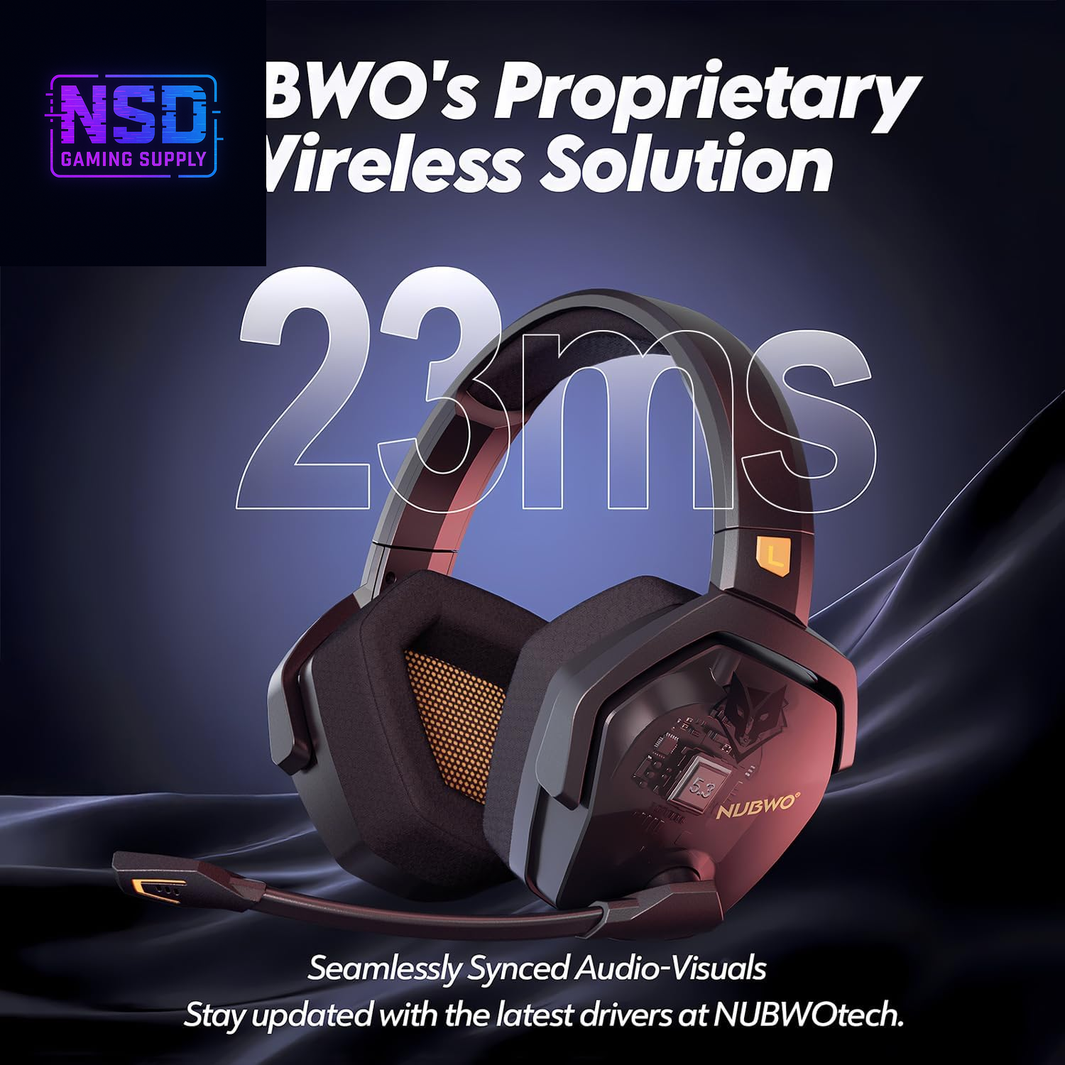 Wireless Gaming Headset with Mic for Ps5 Ps4 PC, Zero Interference, 100-Hour Battery All-Day Play, 23Ms Sync for Fortnite & Call of Duty/Fps Gamers, Triple Mode All Devices Compatible - Orange