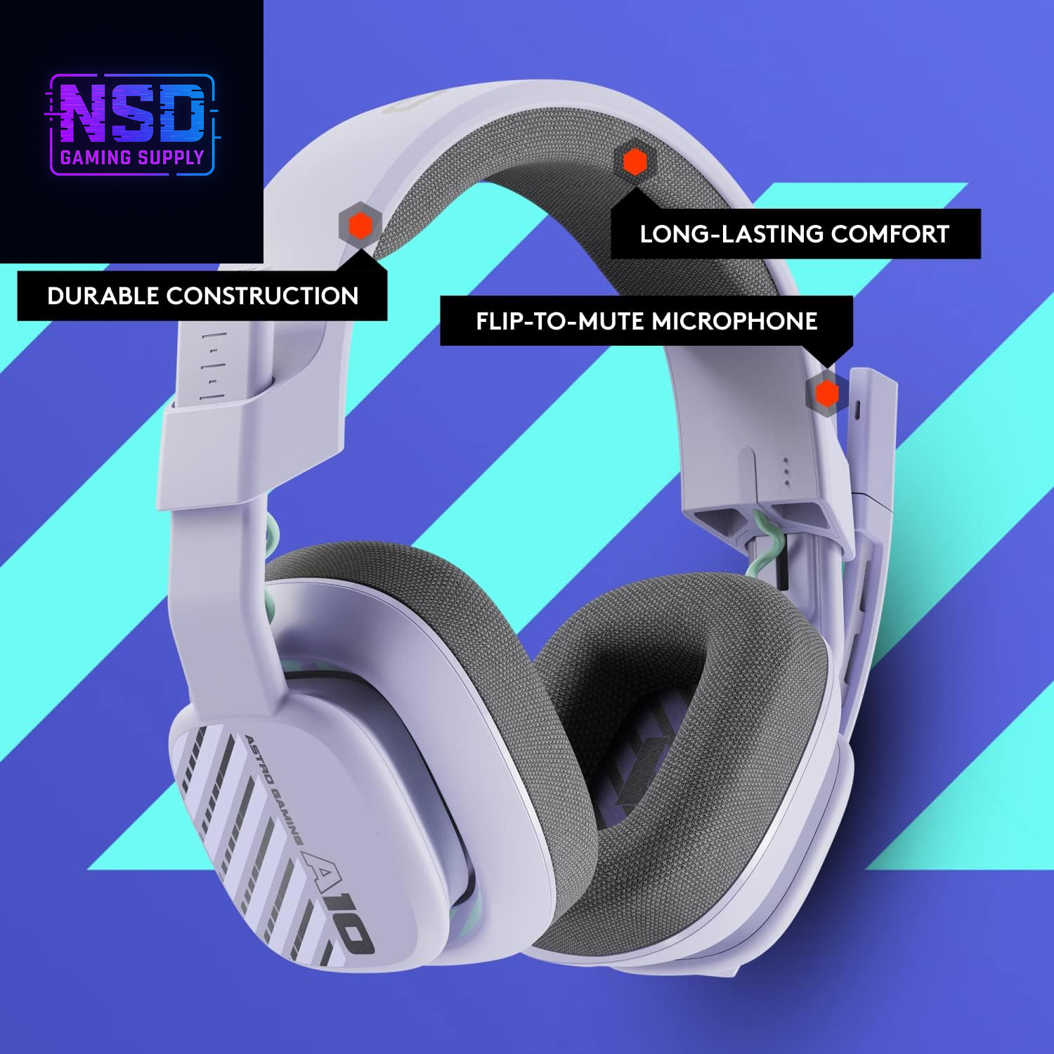 Logitech G Astro A10 Gen 2 Cross-Platform Wired Gaming Headset for Playstation 5/4, Xbox S|X, Nintendo Switch, PC: 3.5Mm Headphone Jack, 32Mm Drivers, Flip-To-Mute Mic, Over-Ear - Lilac