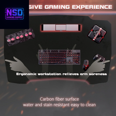 47 Inch Gaming Desk, Z Shaped PC Computer Desk Gaming Workstation with Headphone Hook, Ergonomic Gaming Table PC Desk for Game Players, Red