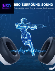 2.4Ghz Wireless Gaming Headsets for PS5, PS4, PC, Switch - Bluetooth 5.3 Gaming Headphones with Noise Canceling Mic, 7.1 Surround Sound, 70H Battery, Blue Lighting - White