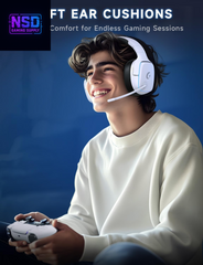 2.4Ghz Wireless Gaming Headsets for PS5, PS4, PC, Switch - Bluetooth 5.3 Gaming Headphones with Noise Canceling Mic, 7.1 Surround Sound, 70H Battery, Blue Lighting - White