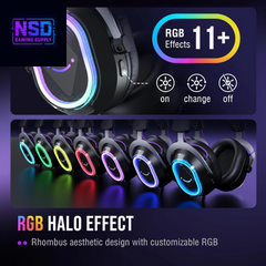 Wired USB Gaming Headset: 7.1 Surround Sound - Vibrant Customizable RGB - Game/Chat Balance, Gamer Headphone with Noise Canceling Mic for PC, PS5/PS4, Laptop, Mac - Ampligame H13BP