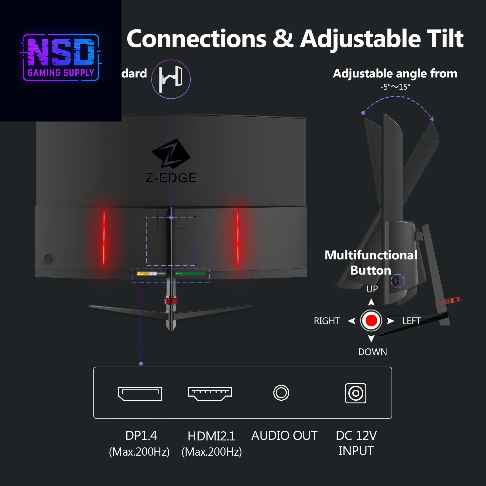 27 Inch 200Hz Curved Gaming Monitor, FHD 1080P VA Display, 1Ms MPRT, AMD Freesync, HDR Support, VESA Mount Compatible