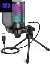 IFINE AmpliGame A6V RGB Gaming Microphone – USB Condenser Mic with Tap-to-Mute, Gain Control, Shock Mount, Pop Filter, Tripod Stand – for PC, PS5, Streaming, Discord, and Podcasts