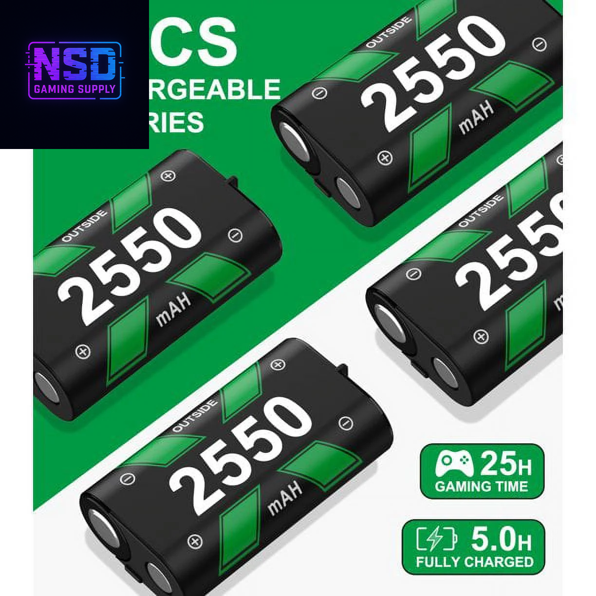 4X5520Mwh Xbox Rechargeable Battery Pack for Xbox Series X Controller,Black