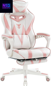Zeanus Pink Gaming Chair with Massage & Footrest – Ergonomic Gamer Chair for Women and Adults