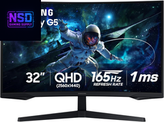 32" Odyssey G55C Series QHD 1000R Curved Gaming Monitor, 1Ms(Mprt), HDR10, 165Hz, AMD Radeon Freesync, Eye Care, Glare Free, Sharp Resolution LS32CG550ENXZA