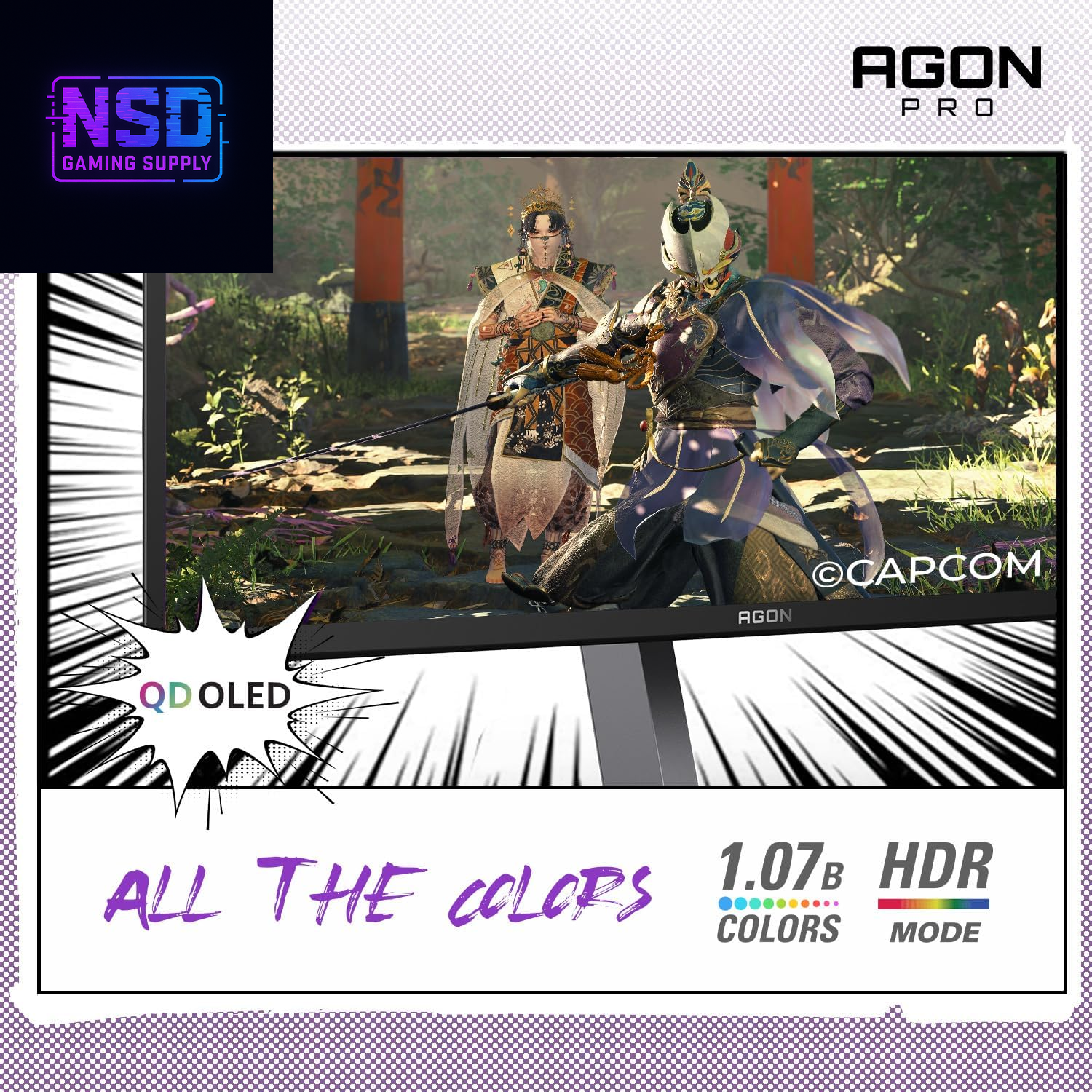 Agon PRO AG276QZD2 27" OLED Tournament Gaming Monitor 2560X1440, 240Hz 0.03Ms, G-SYNC, PS5 Xbox Switch Compatible, Glossy, Black
