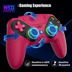LED RGB Wireless Controller – For PS5 / Slim / Pro / PC | Dual Vibration, Turbo, Programmable, 9 Light Modes, 3.5mm Audio Jack