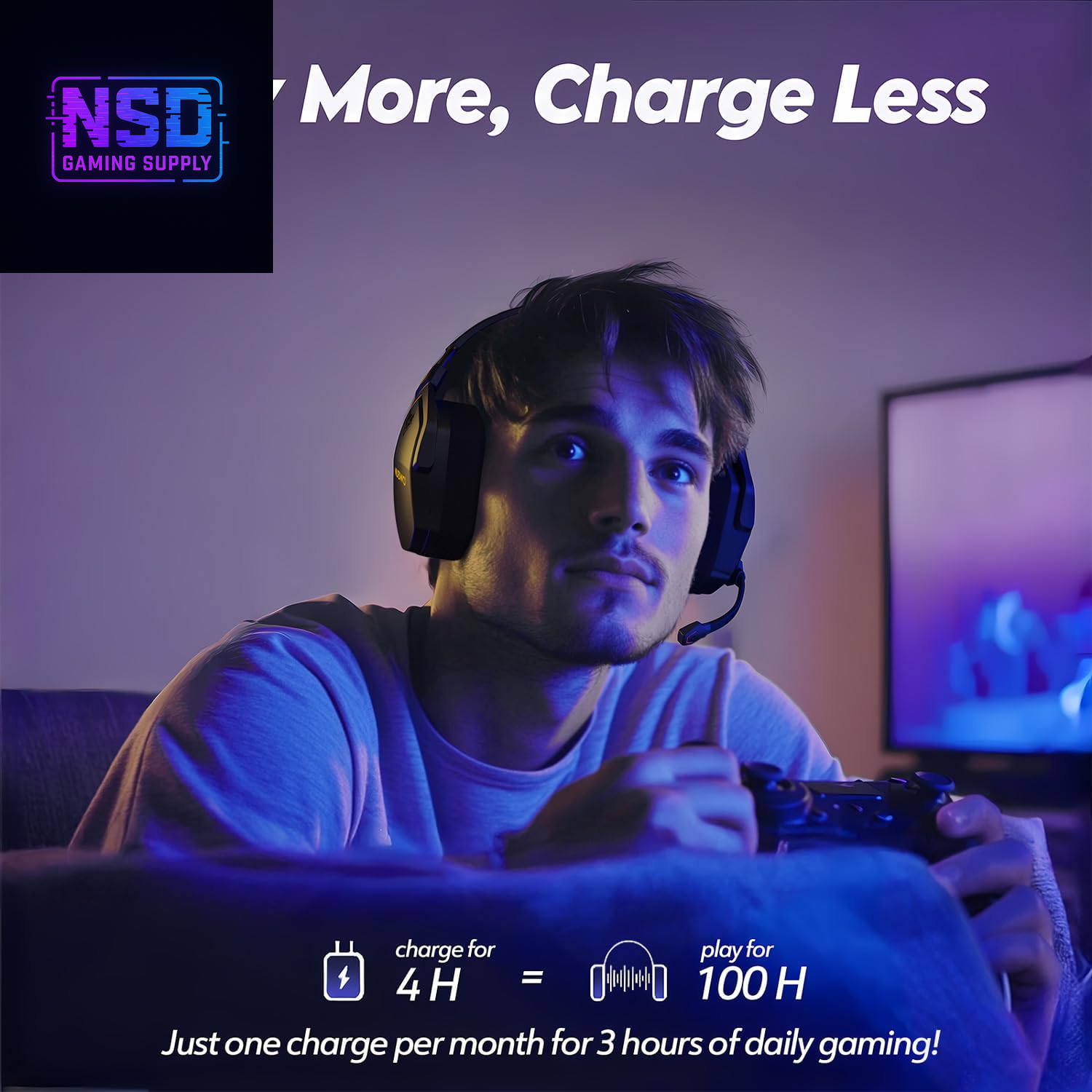 Wireless Gaming Headset with Mic for Ps5 Ps4 PC, Zero Interference, 100-Hour Battery All-Day Play, 23Ms Sync for Fortnite & Call of Duty/Fps Gamers, Triple Mode All Devices Compatible - Orange