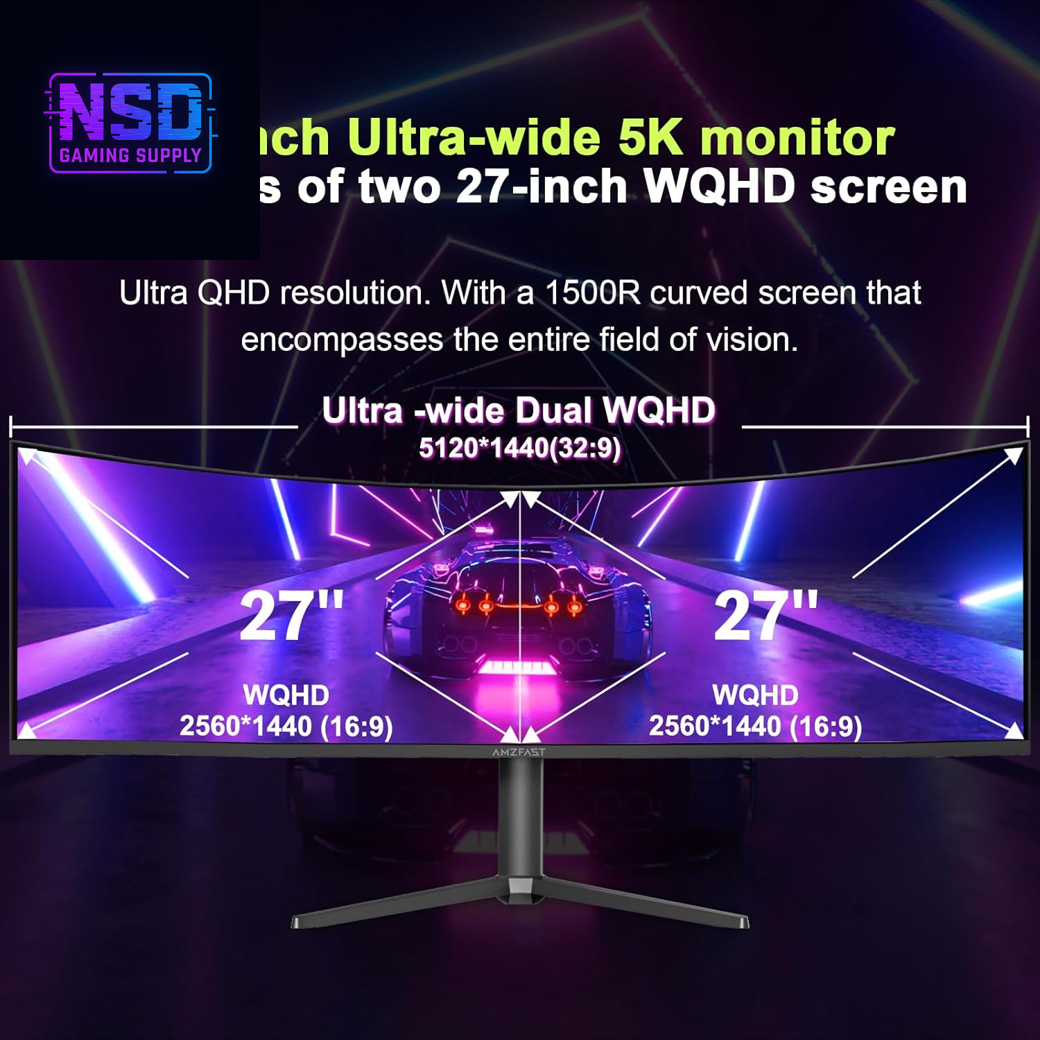 49 Inch Curved Monitor 120Hz DQHD 5120X1440P Ultrawide Gaming Monitor, 120% Srgb, 1500R, 1Ms MPRT, HDR10, Adaptive Sync, PIP/PBP, Height Adjustable, HDMI 2.0/DP 1.4, VESA 75X75, AMZG49C7U