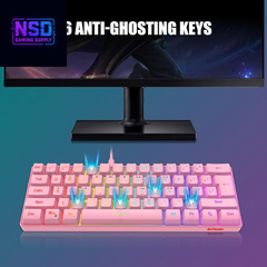 60% Gaming Keyboard and Mouse Combo, Ultra-Compact 61 Keys RGB Backlit Mini Keyboard, Lightweight 7200 DPI Honeycomb Optical Mouse, RGB Wired Gaming Set for PC MAC PS5 Xbox Gamer(Pink)