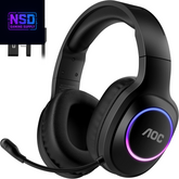 Wireless Gaming Headset Compatible with PS5/4, Nintendo Switch, PC, Bluetooth 5.4 & 2.4Ghz Gaming Headphones with Noise Canceling Mic, RGB, Type-C, 20Ms Latency, 45H, 7.1 Virtual Surround- Black