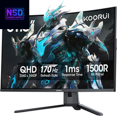 32 Inch Curved Gaming Monitor, QHD (2560 X 1440) 2K 170Hz 144Hz Monitor, 1Ms 1500R Display, 90% DCI-P3, Adaptive Sync, Tilt Adjustable, VESA Compatible, Displayport HDMI, Black