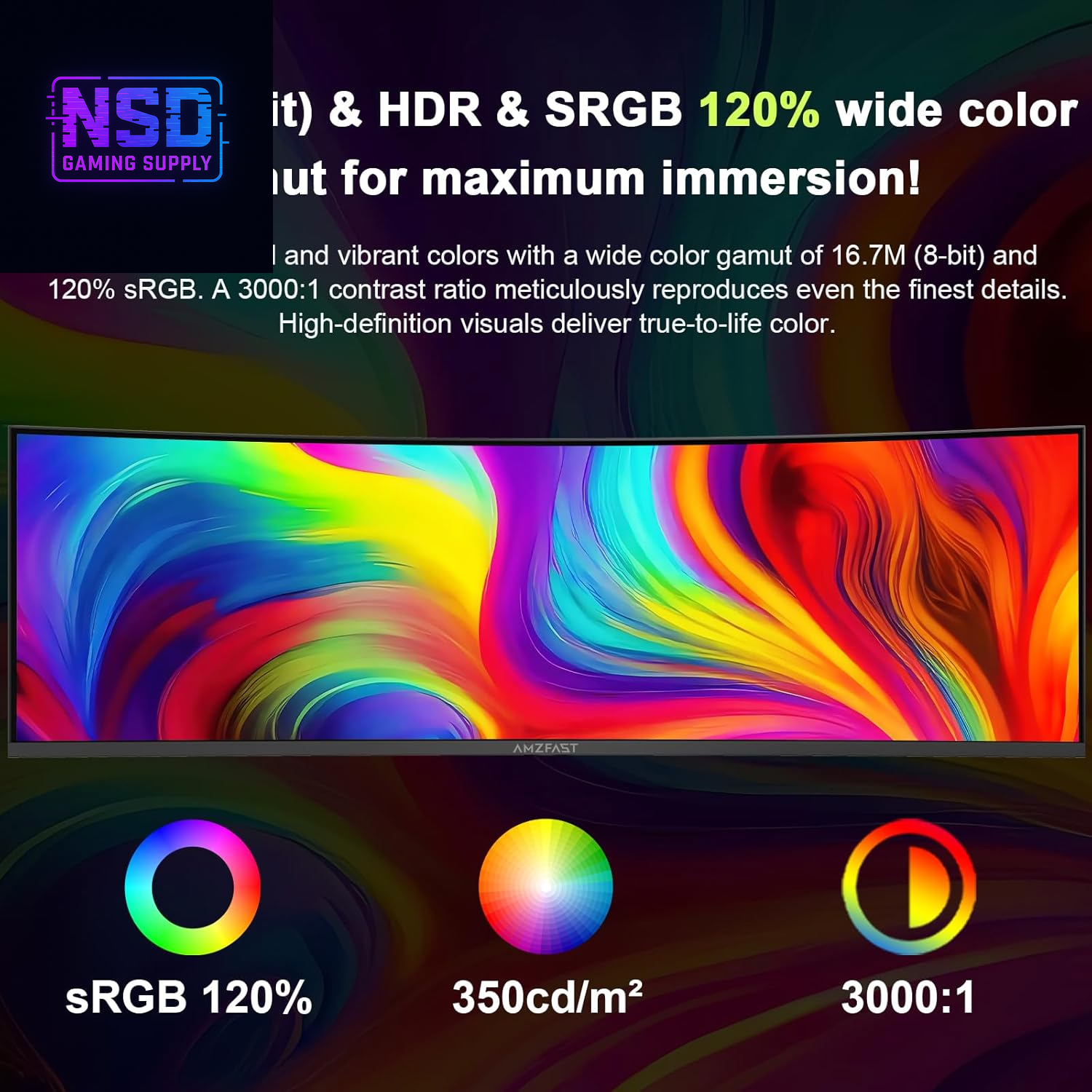 49 Inch Curved Monitor 120Hz DQHD 5120X1440P Ultrawide Gaming Monitor, 120% Srgb, 1500R, 1Ms MPRT, HDR10, Adaptive Sync, PIP/PBP, Height Adjustable, HDMI 2.0/DP 1.4, VESA 75X75, AMZG49C7U